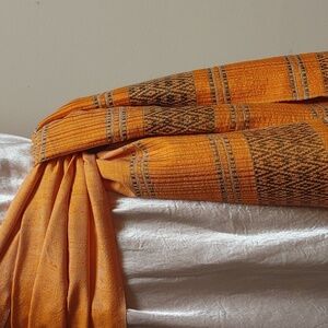 Duponi Raw Silk Scarf Wrap in Orange